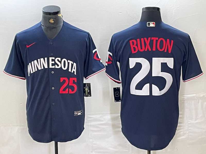 Men%27s Minnesota Twins #25 Byron Buxton Number 2023 Navy Blue Cool Base Jerseys